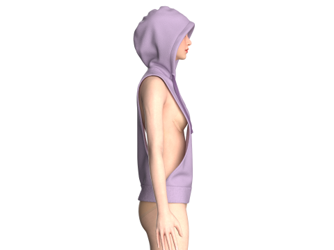 Girls Sleeveless Hoodie Modello 3D