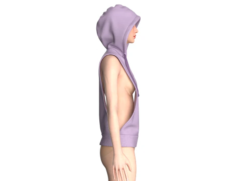 Girls Sleeveless Hoodie 3D Model