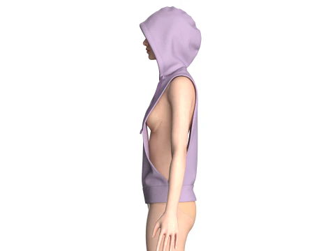 Girls Sleeveless Hoodie 3D Model