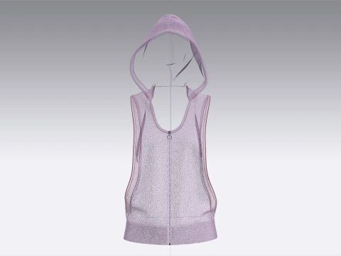 Girls Sleeveless Hoodie 3D Model