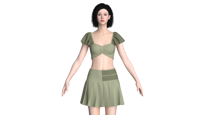 Girls Crop Top With Shorts - Outfit 3D 模型 .c4d .max .obj .3ds .fbx .stl .blend 
