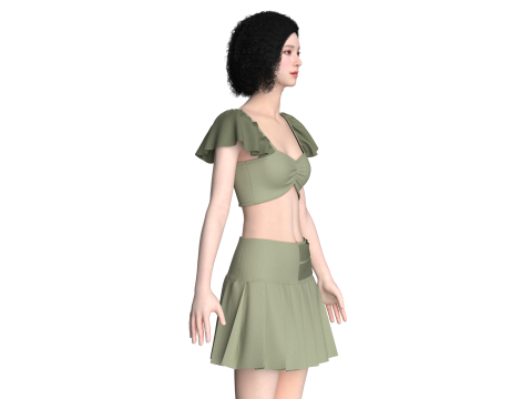 Girls Crop Top With Shorts - Outfit 3D 模型