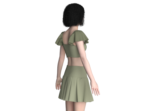 Girls Crop Top With Shorts - Outfit 3D 模型