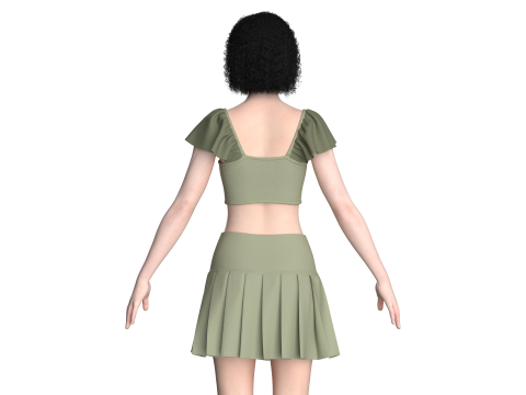 Girls Crop Top With Shorts - Outfit 3D 模型