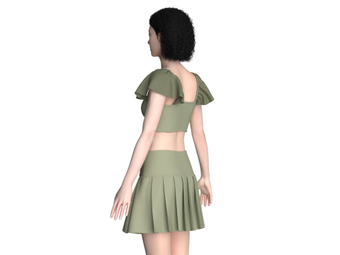 Girls Crop Top With Shorts - Outfit 3D 模型
