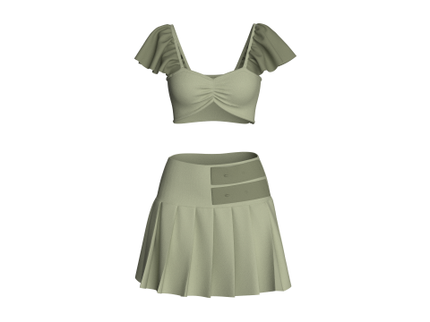 Girls Crop Top With Shorts - Outfit 3D 模型
