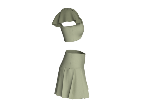 Girls Crop Top With Shorts - Outfit 3D 模型