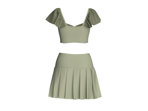 Girls Crop Top With Shorts - Outfit 3D 模型