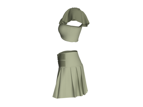 Girls Crop Top With Shorts - Outfit 3D 模型