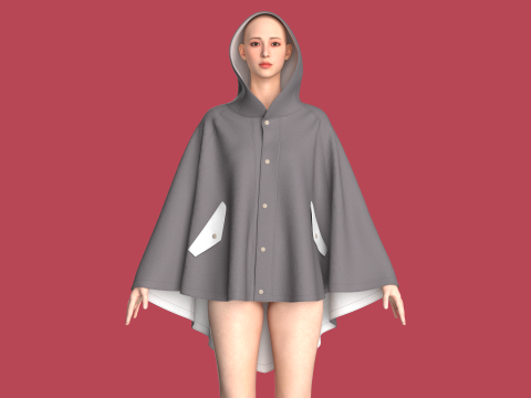 Girls Midi Hoody Dress 3Dモデル