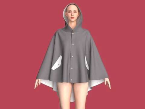Girls Midi Hoody Dress 3D Model