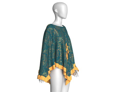 Girls Printed Midi Dress 3D Model