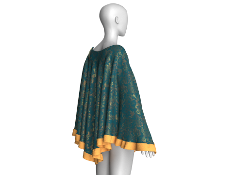 Girls Printed Midi Dress 3D Model