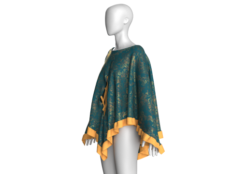 Girls Printed Midi Dress 3D Model