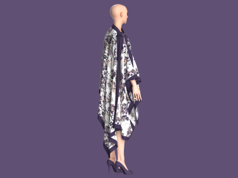 Girls Printed Midi Dress V2 Modelo 3D