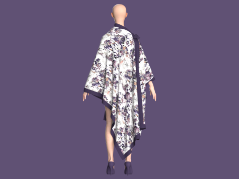 Girls Printed Midi Dress V2 Modelo 3D