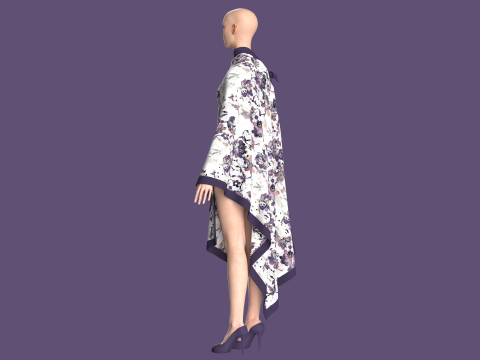 Girls Printed Midi Dress V2 Modelo 3D