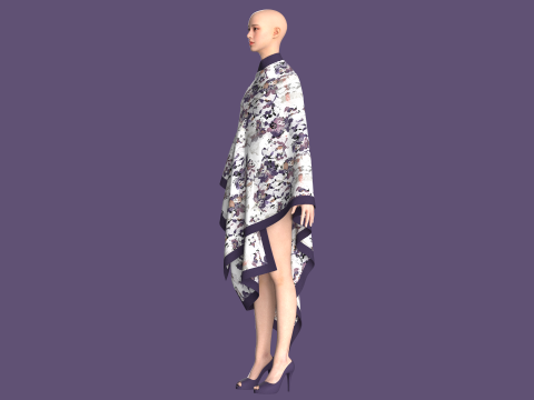 Girls Printed Midi Dress V2 Modelo 3D