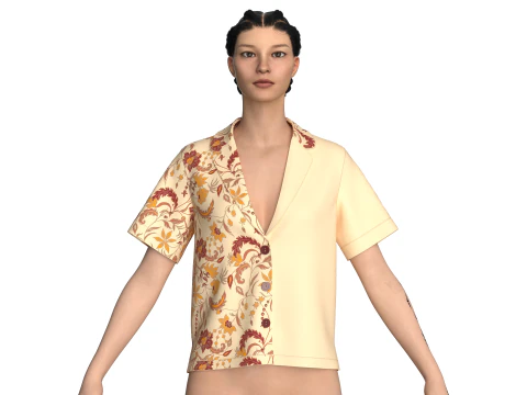 Короткая рубашка с принтом для девочек 3D Модель