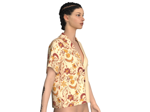 Girls Printed Short Shirt 3D 模型
