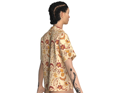 Girls Printed Short Shirt 3D 模型