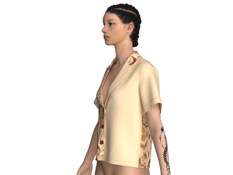 Girls Printed Short Shirt 3D 模型