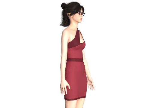 Girls Short Dress-Outfit V3 3D Model