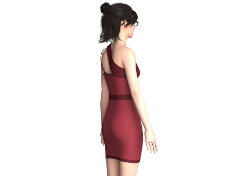 Girls Short Dress-Outfit V3 3D मॉडल