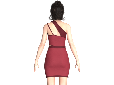 Girls Short Dress-Outfit V3 3D मॉडल