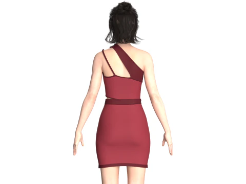 Girls Short Dress-Outfit V3 3D Model