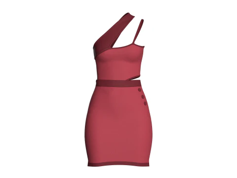Girls Short Dress-Outfit V3 3D Model