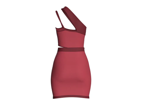 Girls Short Dress-Outfit V3 3D Model