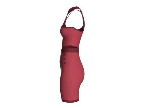 Girls Short Dress-Outfit V3 3D मॉडल