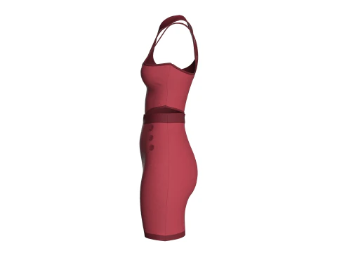 Girls Short Dress-Outfit V3 3D Model