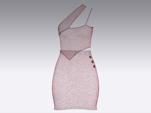 Girls Short Dress-Outfit V3 3D मॉडल