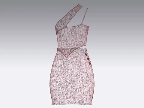Girls Short Dress-Outfit V3 3D Model