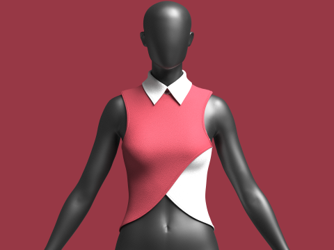 Girls Sleeveless Party Tops Modelo 3D