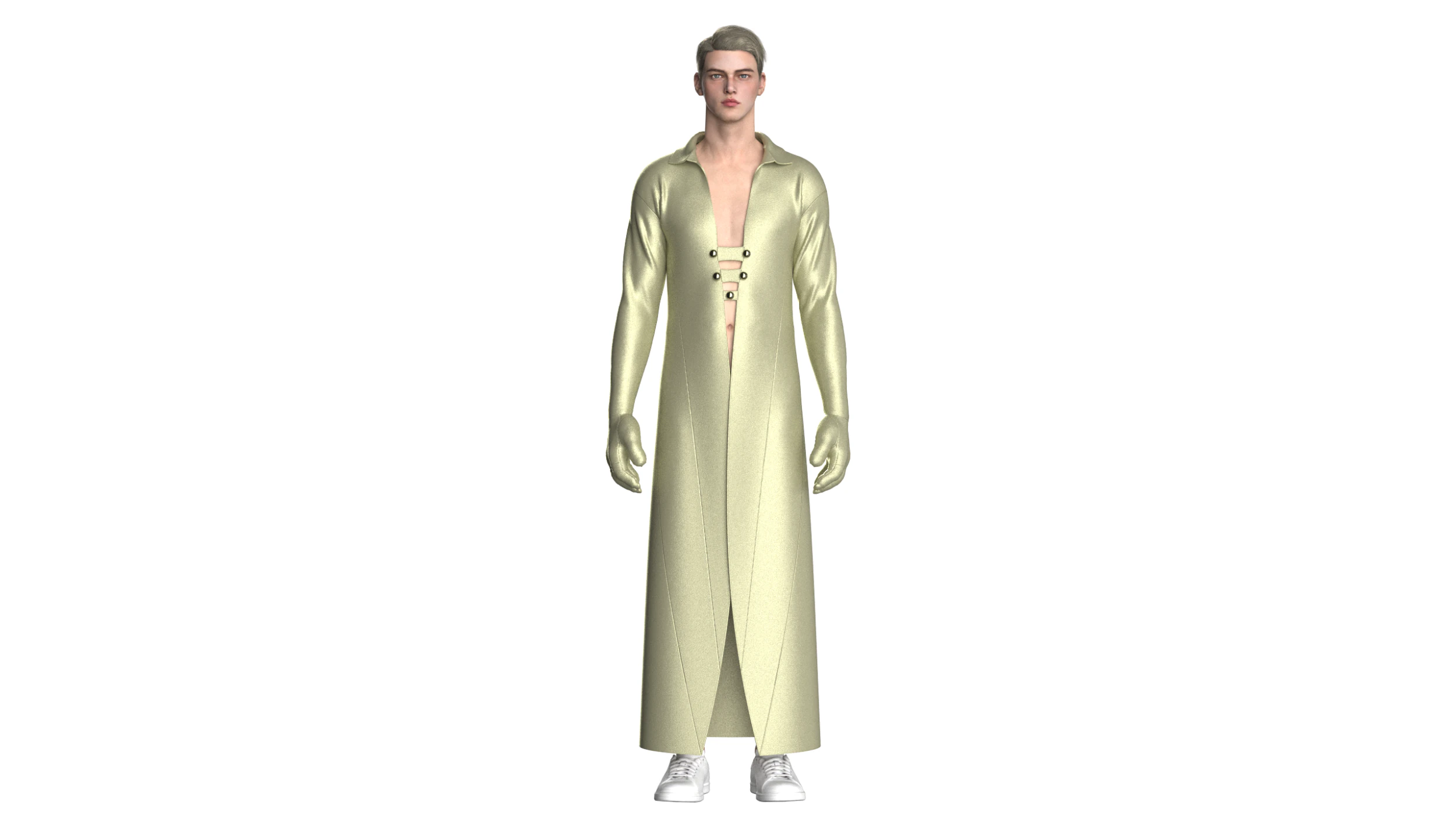 Men Long Jacket 3D Model .c4d .max .obj .3ds .fbx .stl .blend