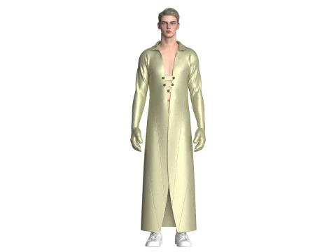 Jaqueta Longa Masculina Modelo 3D