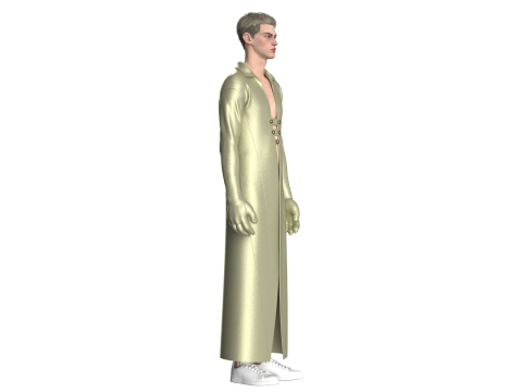 Men Long Jacket 3D Model