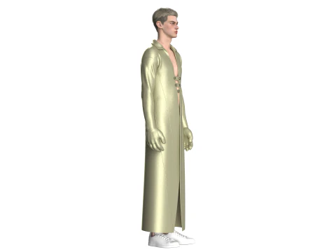 Men Long Jacket 3D Model