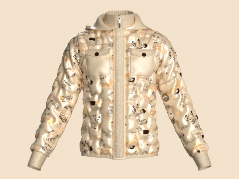Casaco estampado acolchoado masculino Modelo 3D