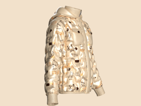 Men Padded Printed Jacket 3D 模型