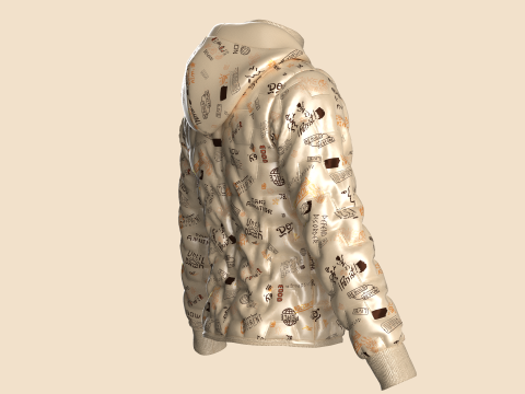 Men Padded Printed Jacket 3D 模型