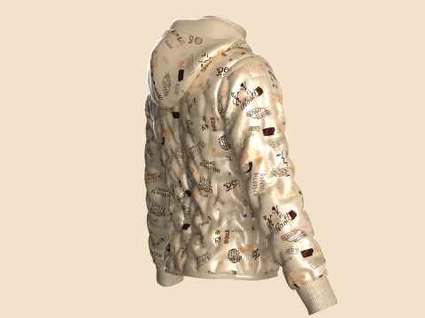 Men Padded Printed Jacket 3D Model