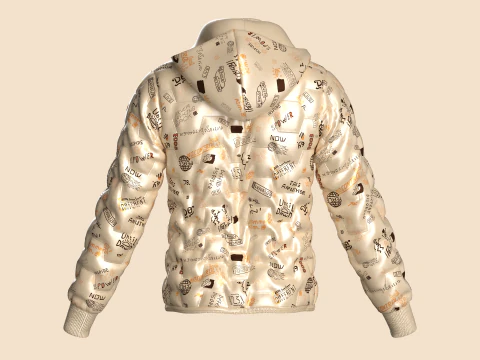Men Padded Printed Jacket 3D Model