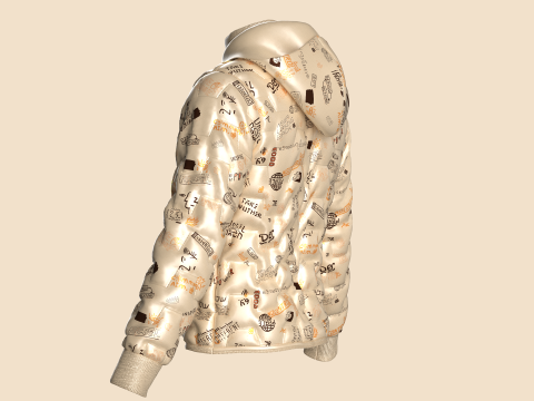 Men Padded Printed Jacket 3D 模型