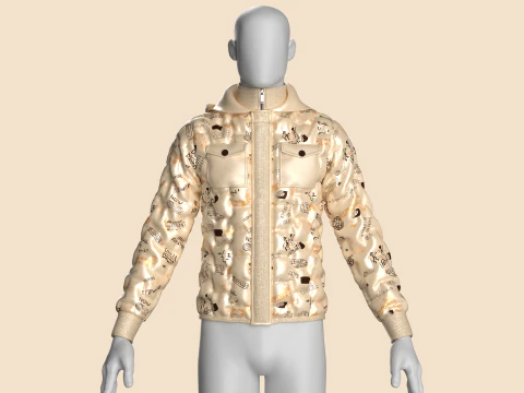 Men Padded Printed Jacket 3D Model