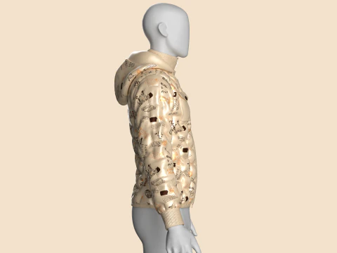 Men Padded Printed Jacket 3D Model