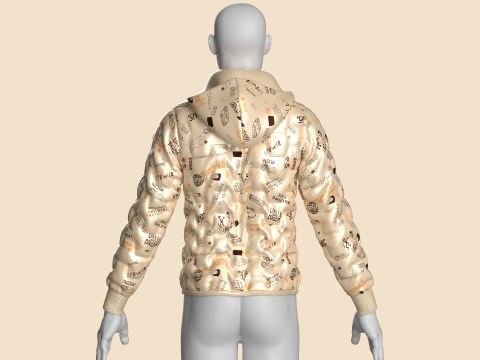 Men Padded Printed Jacket 3D 模型